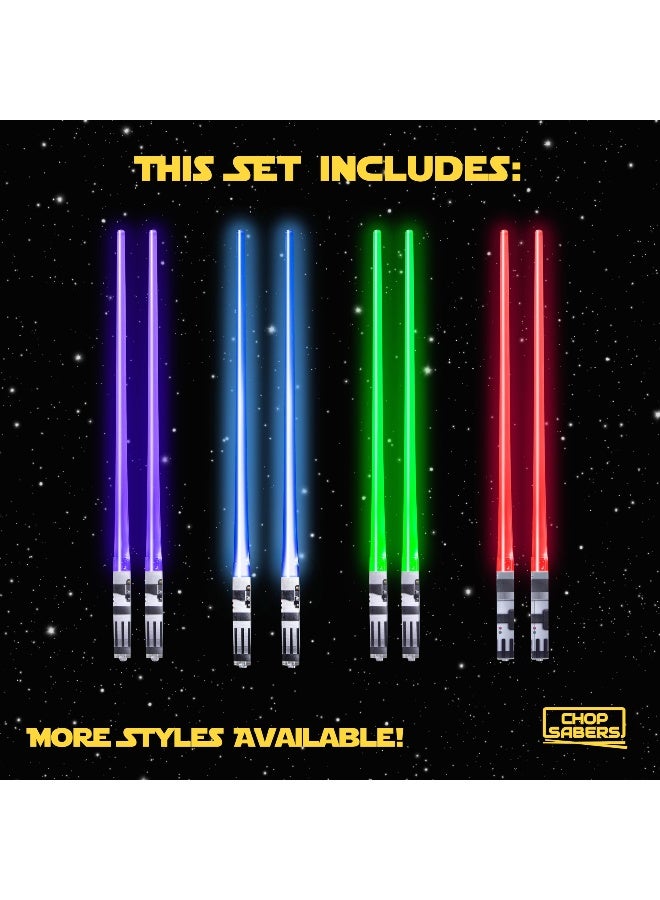 ChopSabers Lightsaber Chopsticks Star Wars Light Up - LED Glowing Light Saber Chop Sticks - Reusable Sushi Lightup Sabers Chopstick Set Of 4 Pairs - Blue & Red & Green & Purple - Image 4